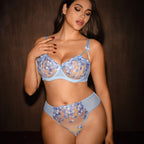 Women's Floral Mesh Embroidered Bra Set