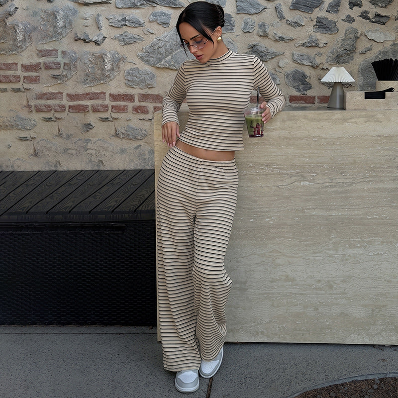 Women's Striped Top & Trousers Set