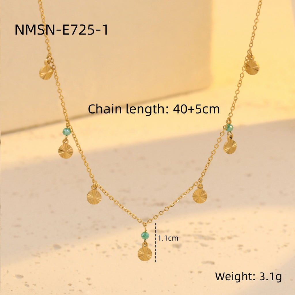Gold Blue Bead Necklace