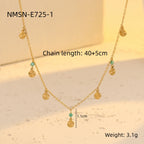 Gold Blue Bead Necklace