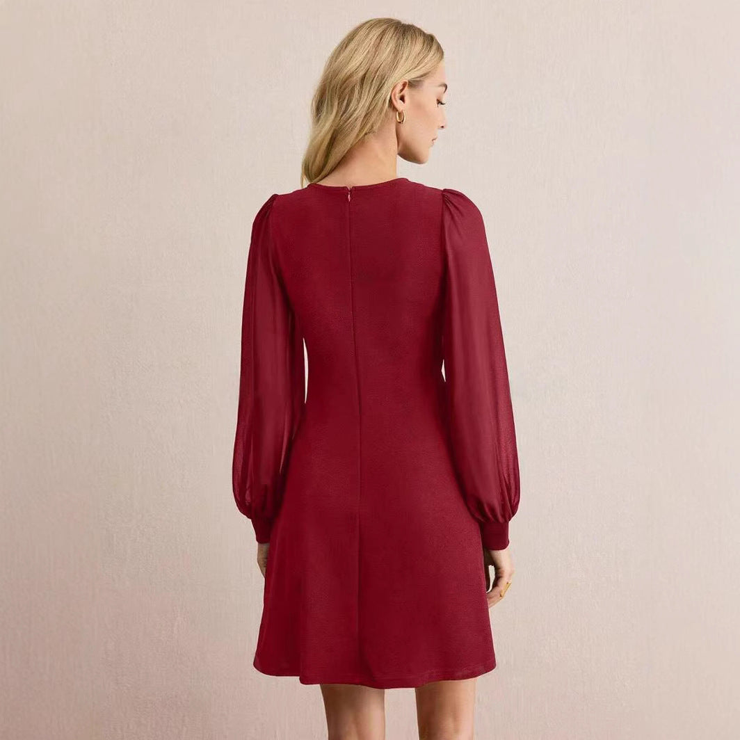 Women's Slim Fit Long Sleeve Button Detail Dress