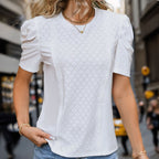 Women's Summer Women White Puff Sleeve Texture Top For Women