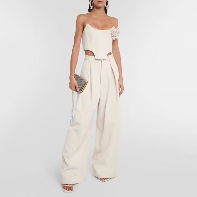 Women’s Corset Top & Wide-Leg Pants Set