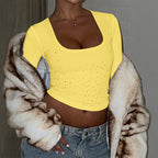 Women's Solid Color Long Sleeve Vest T-Shirt