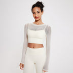 Women's Mesh Long-Sleeve Padded Sports Top