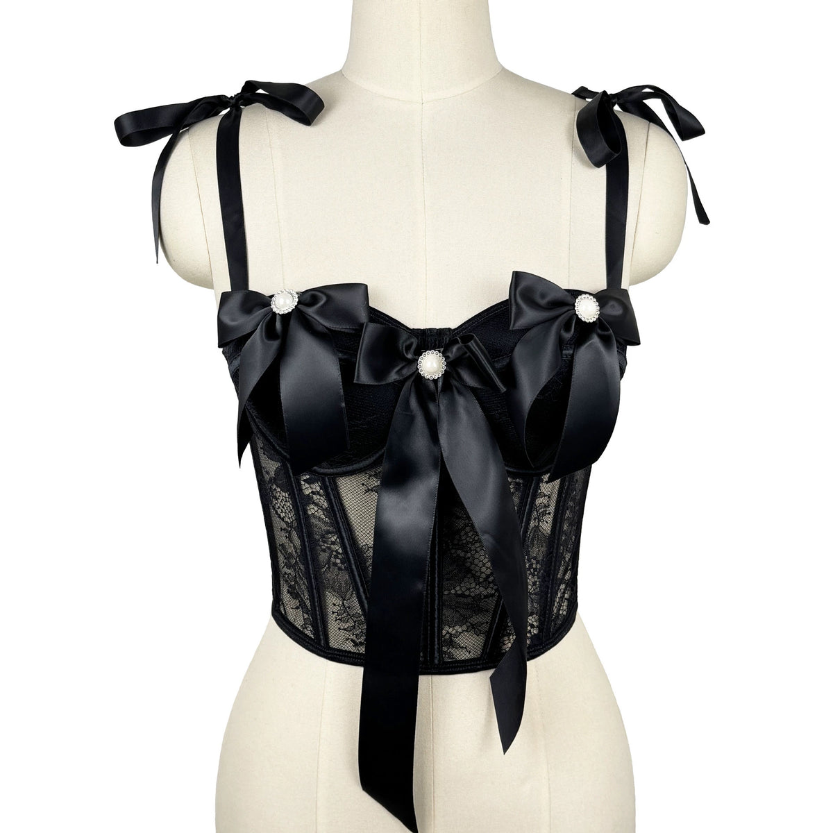 's Lace Bow Boning Corset Bra Fish Hanging Tube Top Short