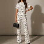 Summer French Retro Young Round Neck Polka Dot Set