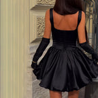 Women's Hip Elegant Slim Waist Bud Sling Puffy Dress