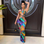Women's Digital Printing Corset Ladies Two-Piece Set