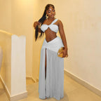 Women's One-Shoulder Top & Wrap Maxi Skirt Set