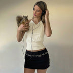 Women's Lace Backless Lace-Up Vest Top