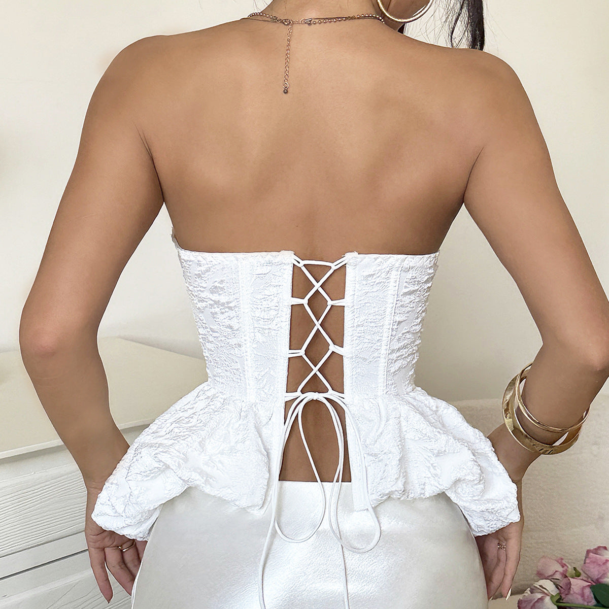 Women's Boned Lace-Up Corset Top