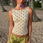Women's Women’s Khaki Polka Dot Sleeveless Tank Top