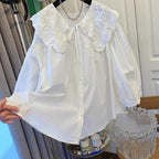 Women's Doll Collar Sweet Loose Long Sleeve Shirt Top