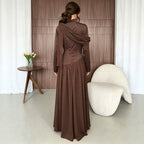 Women's Autumn Solid Color Elegant Satin Ruffled Formal Dinner Long