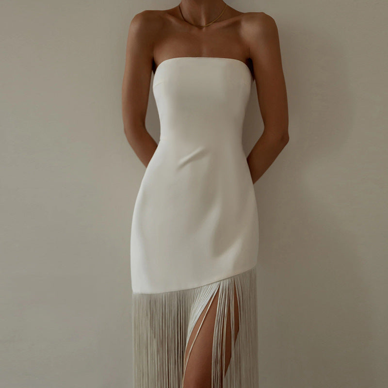 Tassel Strapless Split Dress