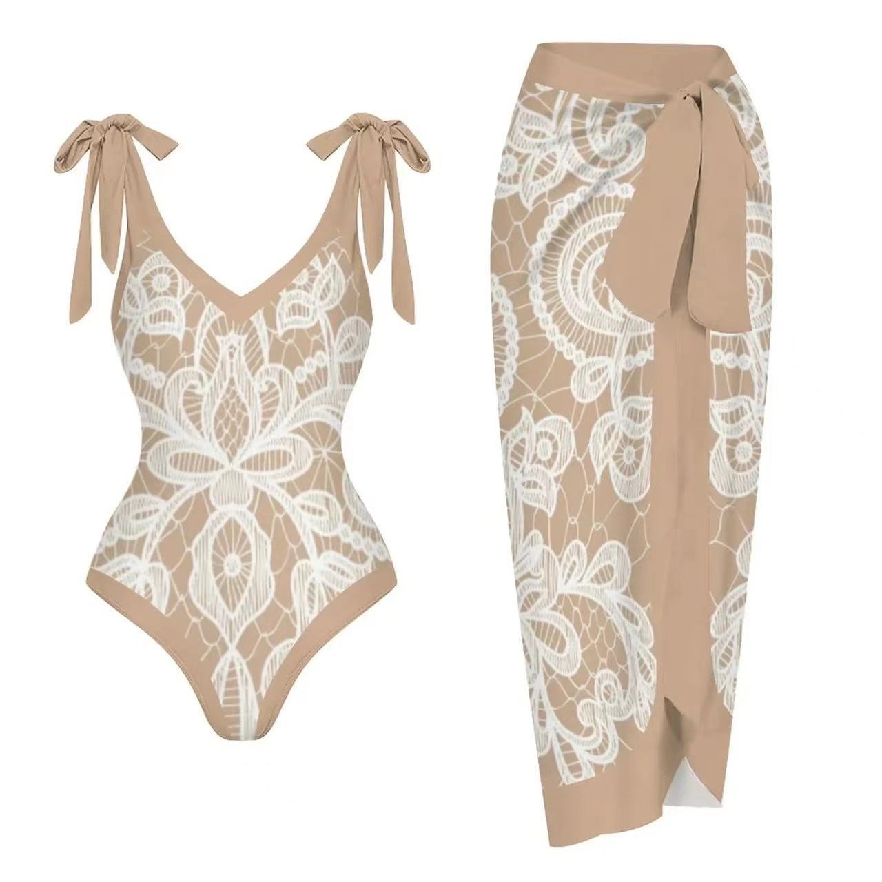 Two Gauze One-piece Swimwear