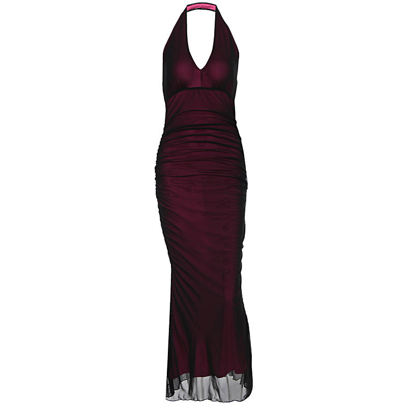 Summer Halter Mesh Sleeveless Dress