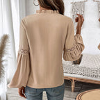 Pleated Tie Front V-Neck Top