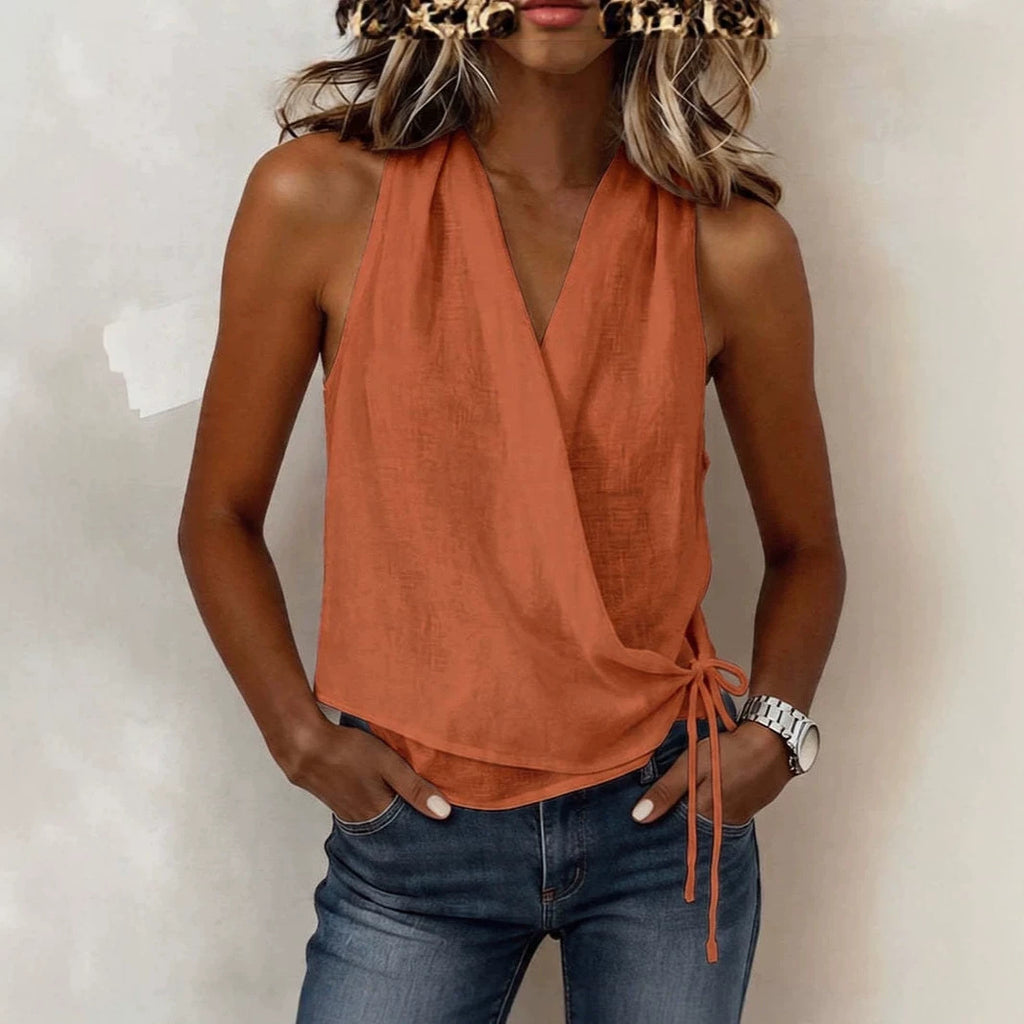 Women's Sleeveless Strap Light Comfortable V Neck Vest Top