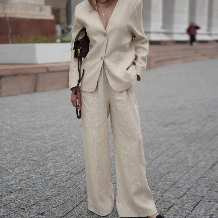 Cotton Linen V neck Baggy Coat High