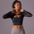 Women's Mesh Long-Sleeve Padded Workout Top