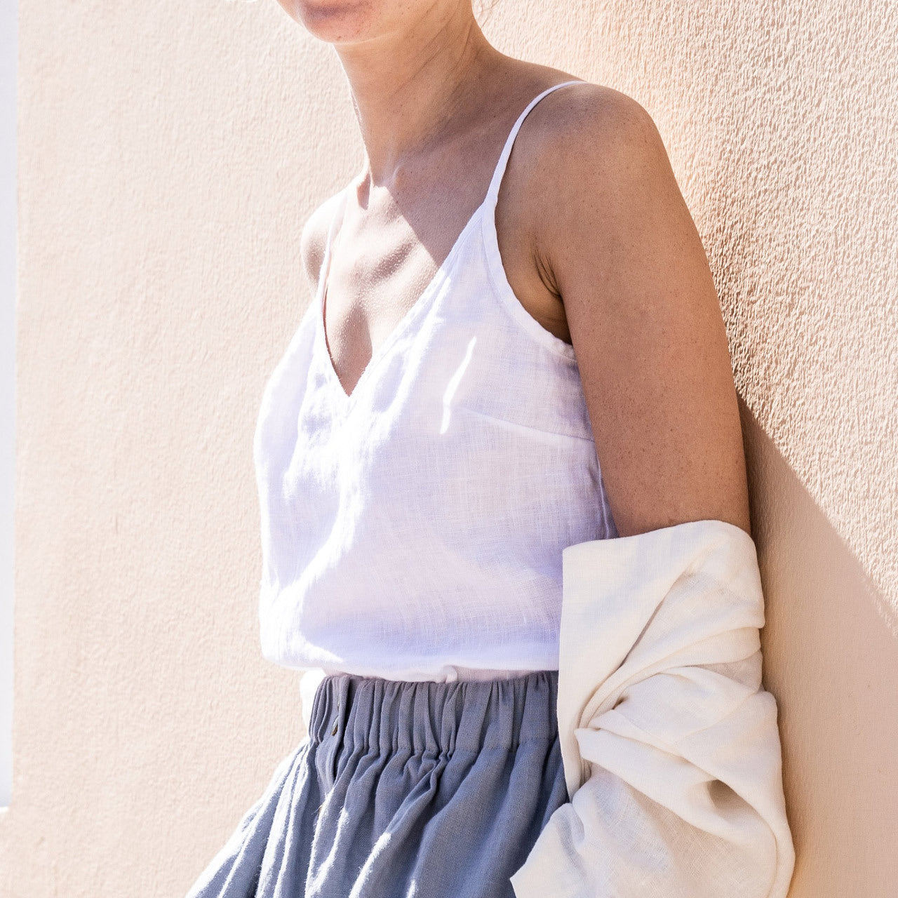 Women's Cotton Linen V-Neck Sleeveless Top