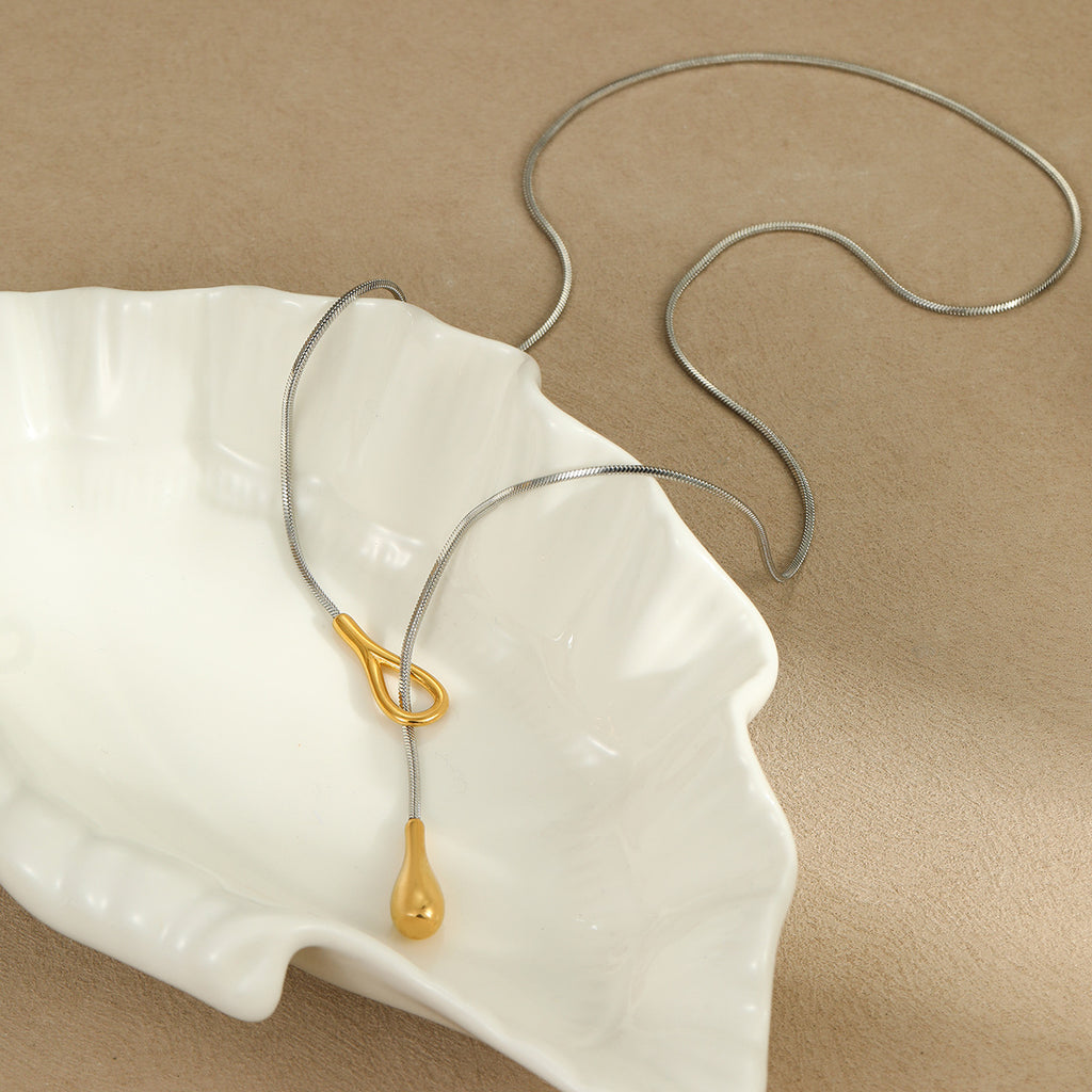 Long Water Drop Y Necklace