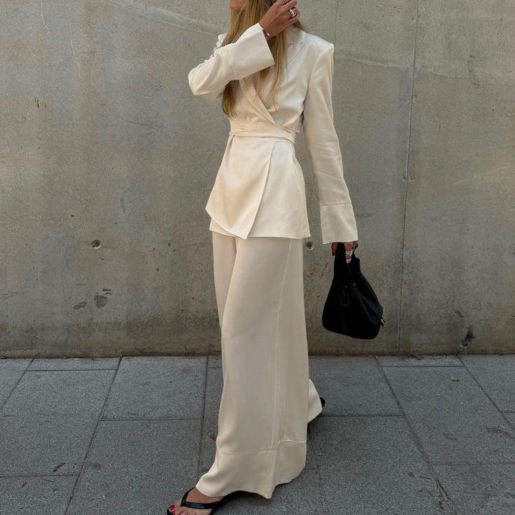 High Grade Satin Suit V Neck Long
