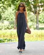 Halter Cotton-Linen Holiday Dress