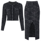Black Top Two-Piece Overskirt Suit