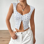 Women's Fresh Sweet Spring Summer Floral Short Cropped Top