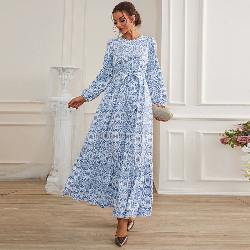Women's Fall Women Clothing Tea Dress French Printed Dress