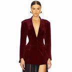 Women's Velvet Single-Breasted Coat
