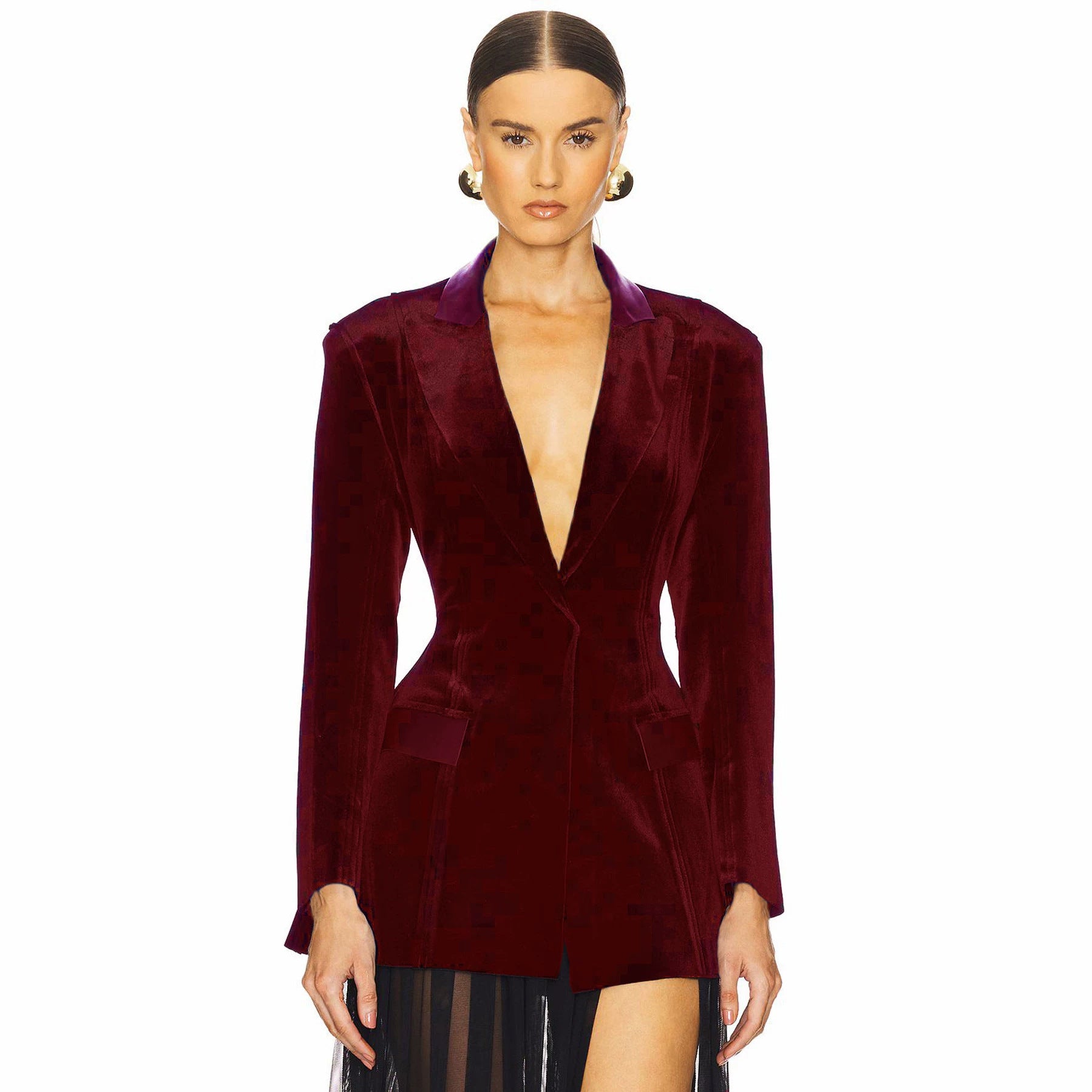Women's Velvet Single-Breasted Coat