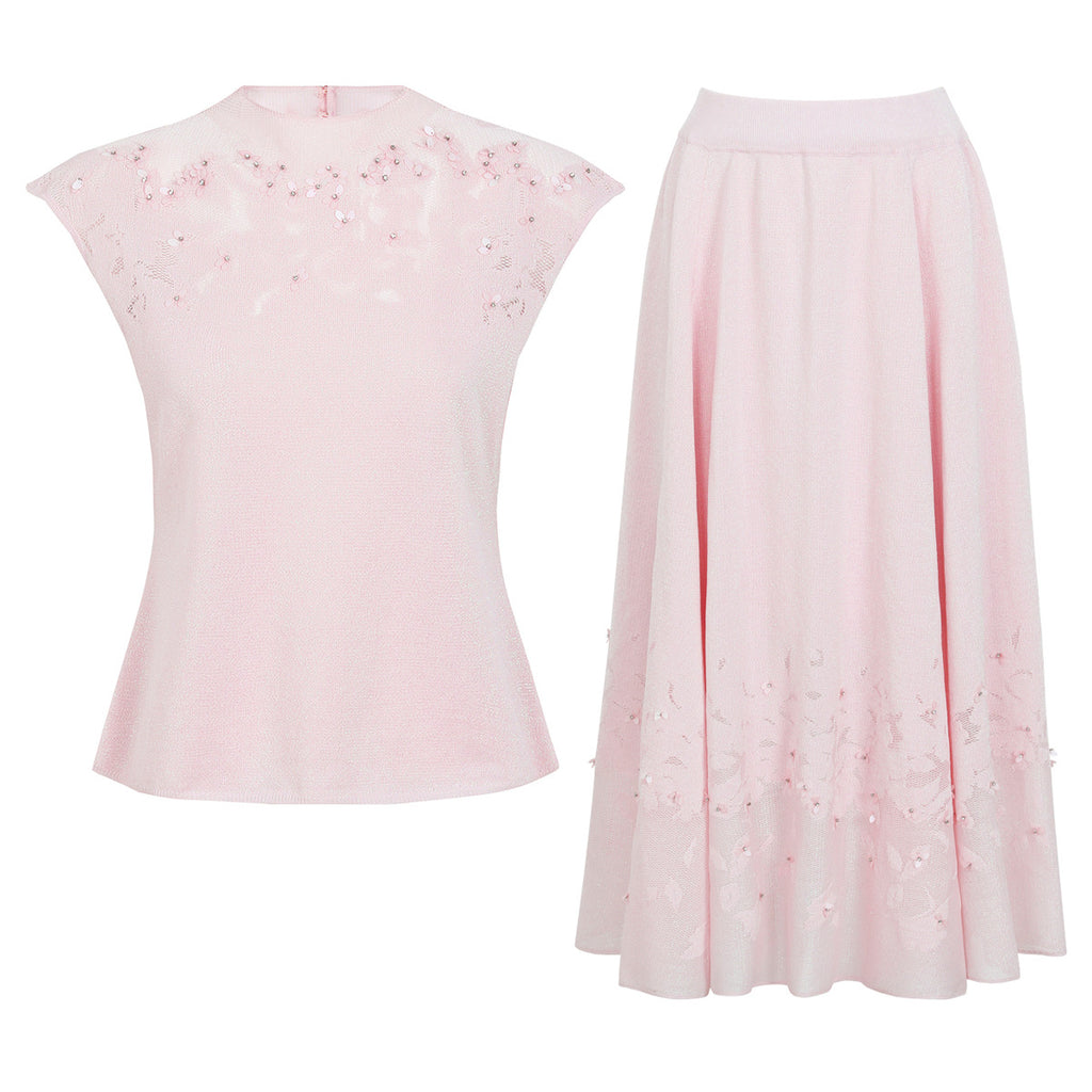 Women's Sequin Knit Top and Skirt Set