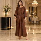 Women's Vintage Suede Evening Dress Loose Three