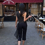 Women's Polka-Dot Chiffon Asymmetric Top