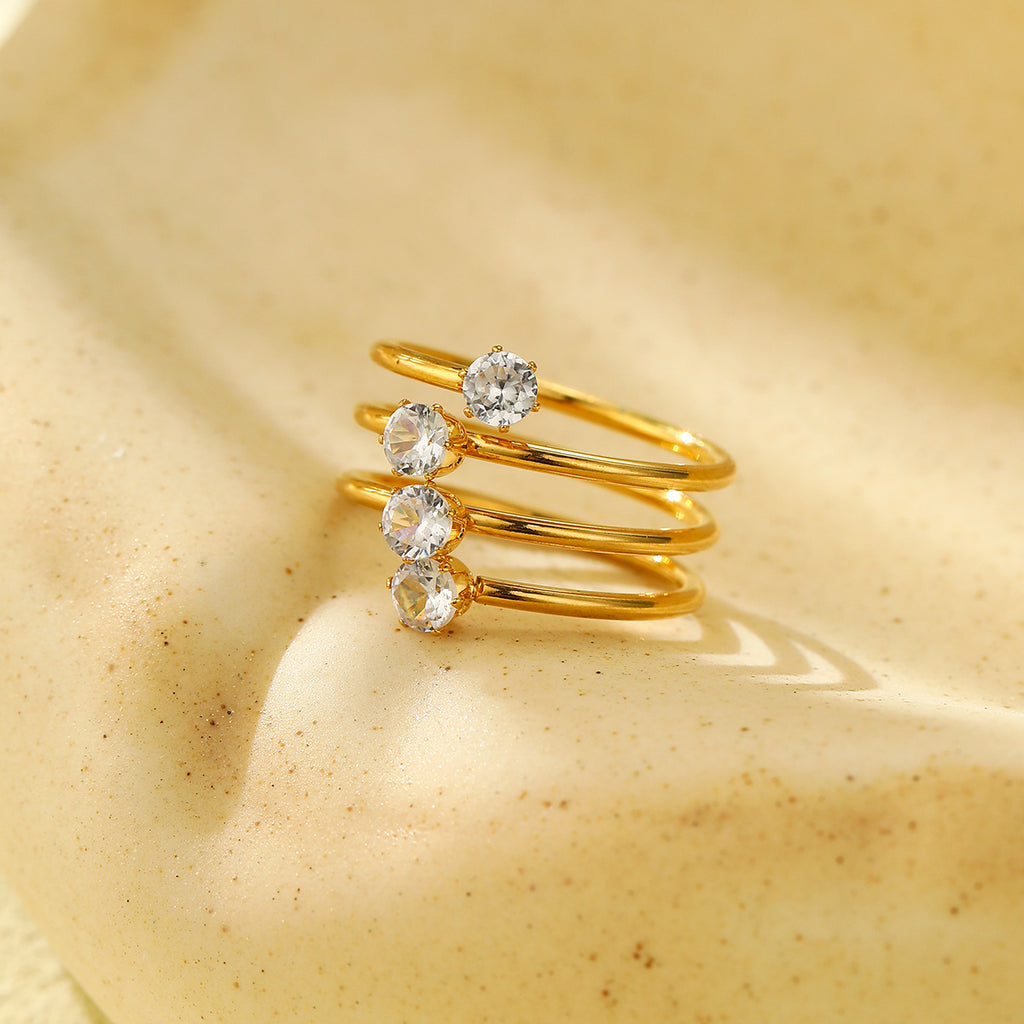 Women's Three Layer Zircon Ring