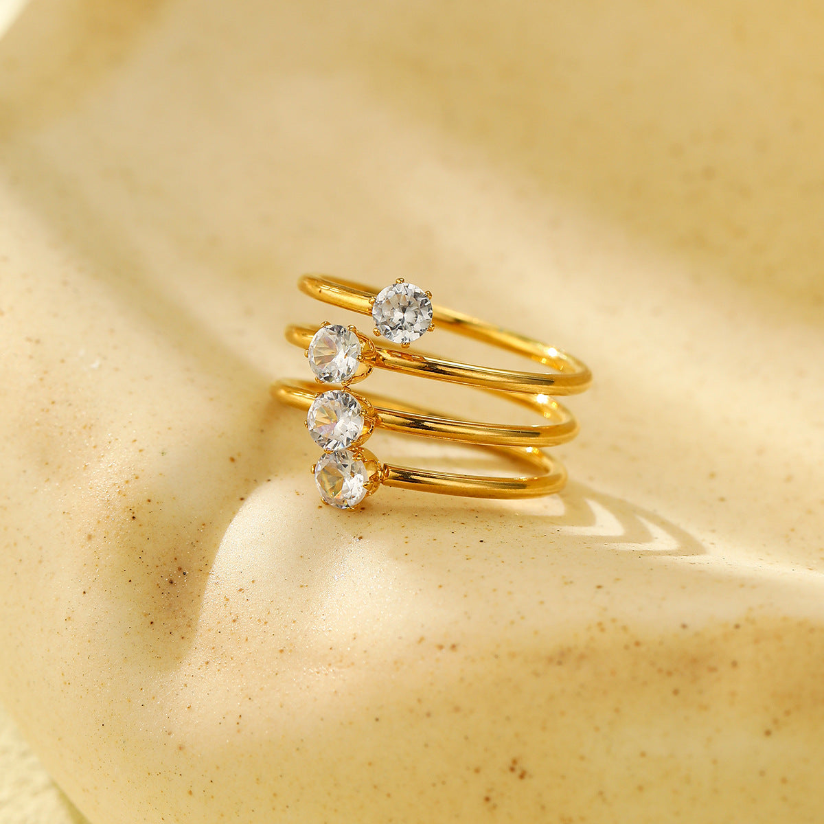Women's Three Layer Zircon Ring