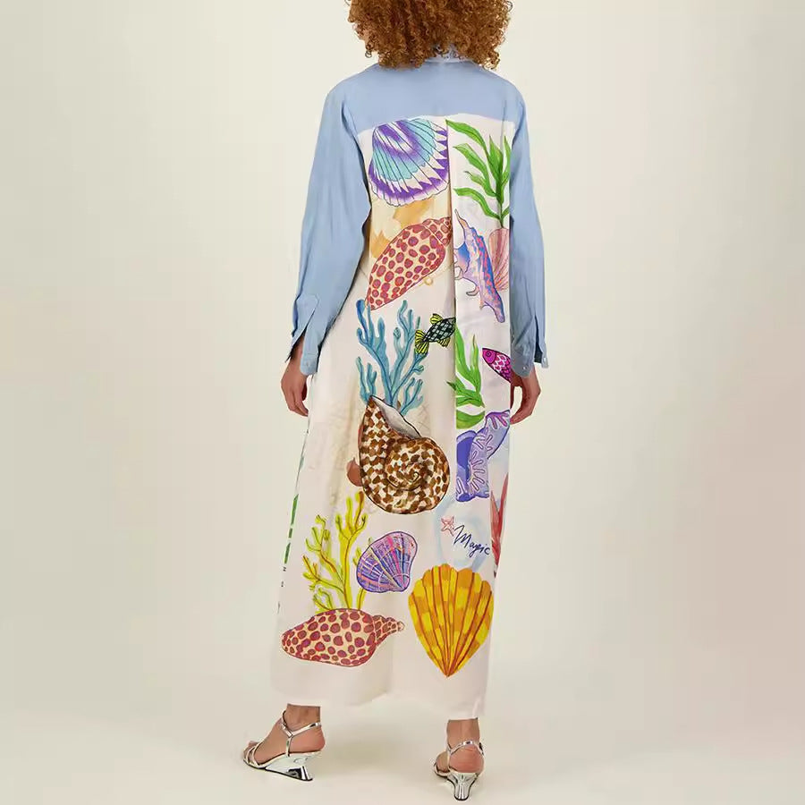 Autumn Personalized Printed Long Single Breasted Long Sleeve Shirt for Women