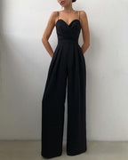 Strappy Waist Straight Mop Floor Minimalist Jumpsuit Spring Summer