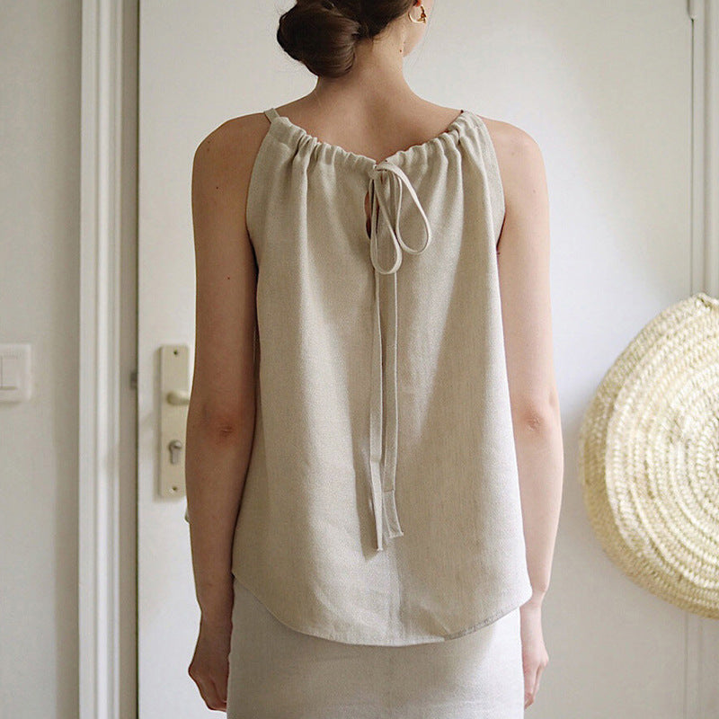 Women's Linen Halter Sleeveless Top