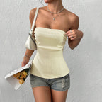 Women's Pleated Strapless Tube Top