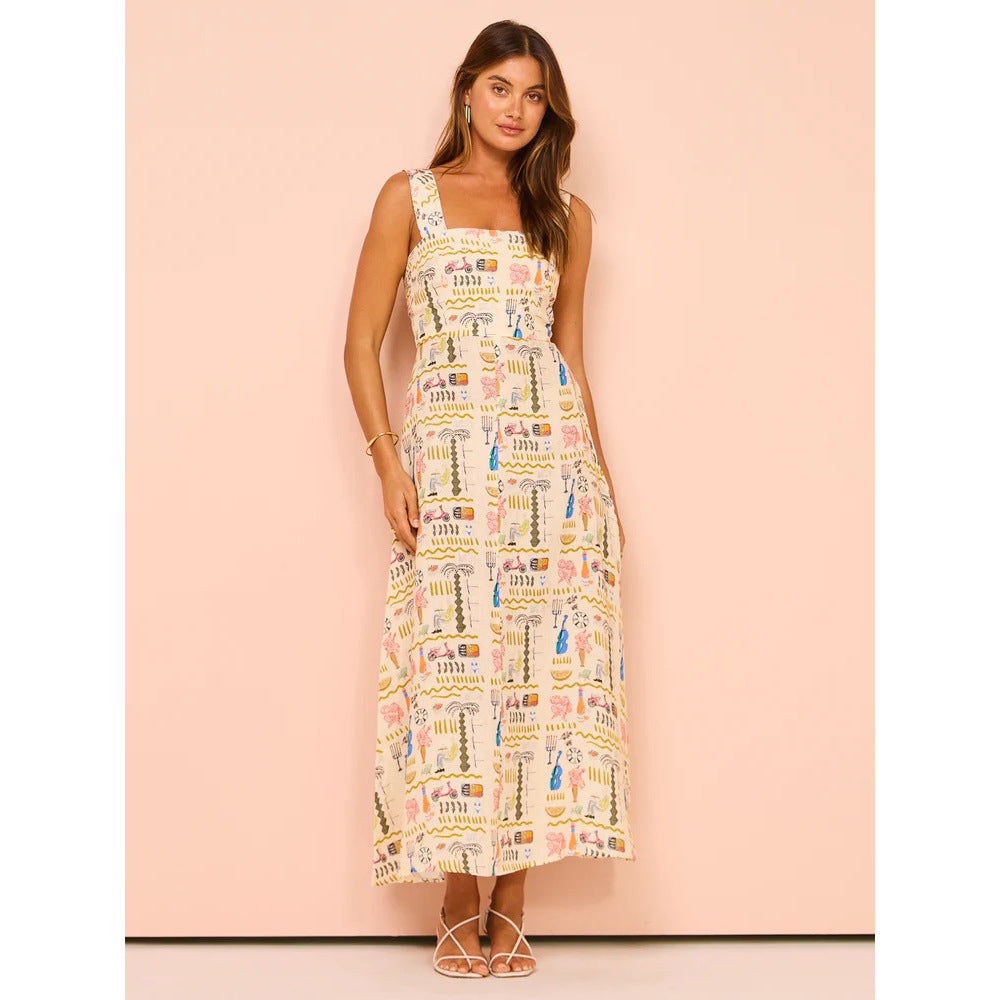 Women's Printed Strap Maxi Dress