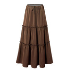 High Waist Elastic Pocket Long Adjustable Lace Up Skirt