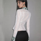 Fall Clothing French Low Collar Hollow Out Cutout Snake Pattern