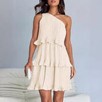One-Shoulder Layered Hem Dress