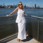 Women's Linen High-Waisted Sleeveless Top and Skirt Two-Piece Set