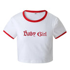 Women’s Baby Girl Letter Graphic Cropped T Shirt